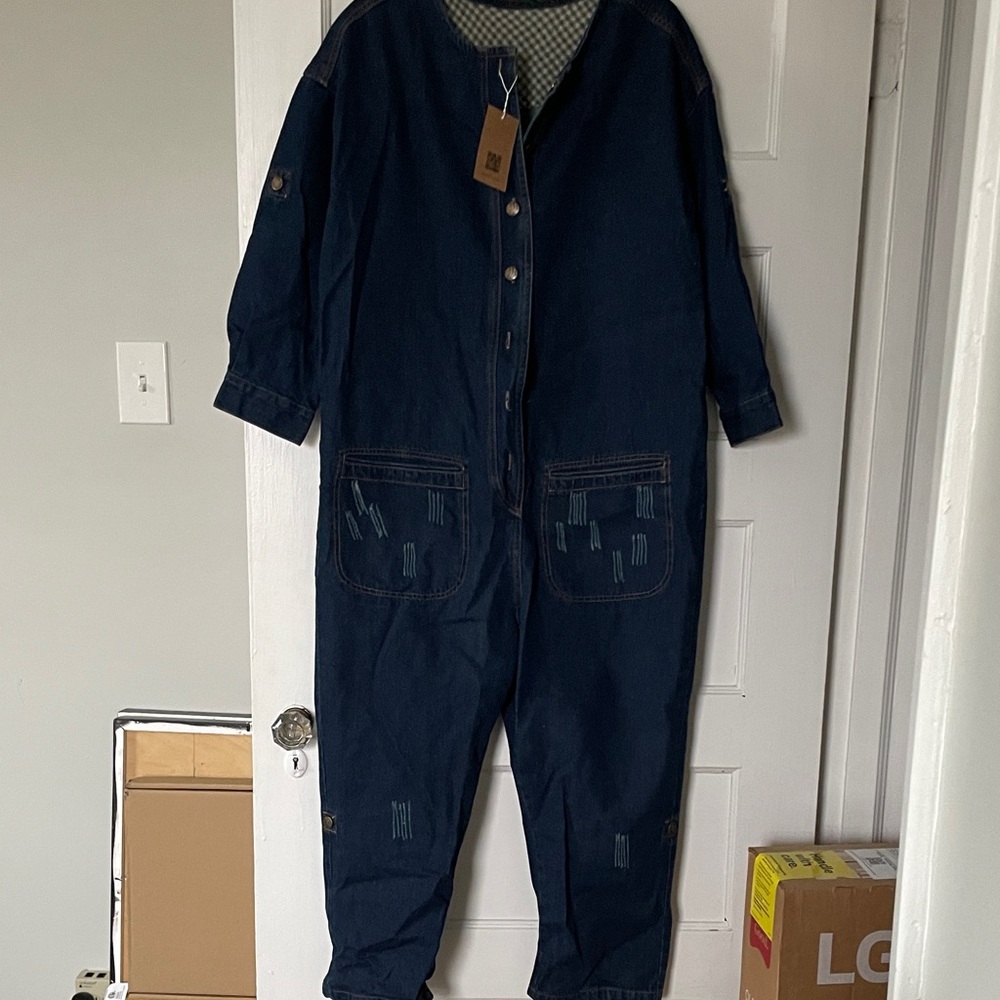 SooLinen oversized denim jumpsuit S